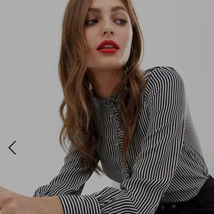 Ruffle Edge Blouse in Stripe